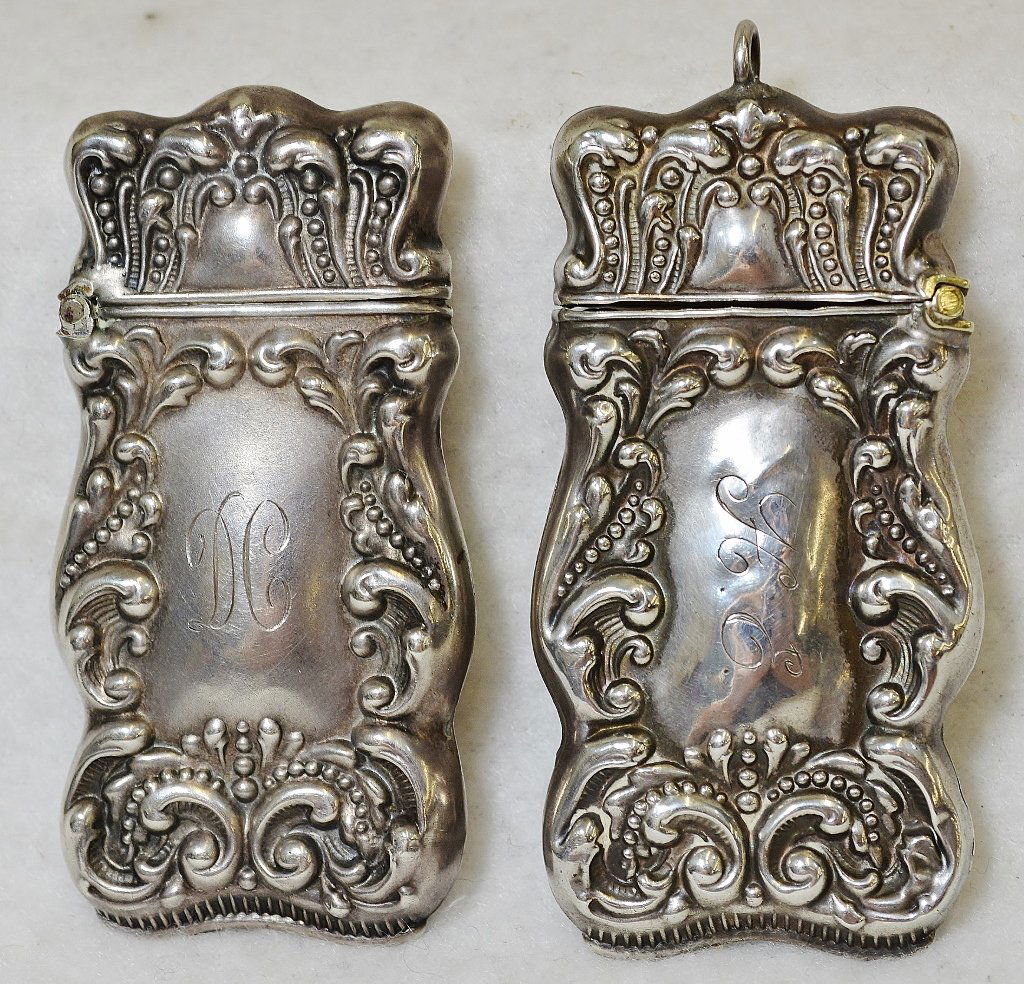 ANTIQUE (2) 1895-10 STERLING KINGS CROWN MATCH VESTAS (1 of 5)