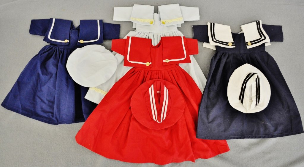 4 HAND MADE DOLL DRESSES 3 MATCHING TAMS HATS (1 of 7)