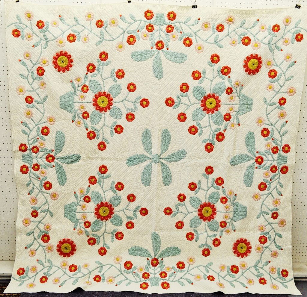 VTG FLOWER POT VARIATION QUILT 80x83 (1 of 6)