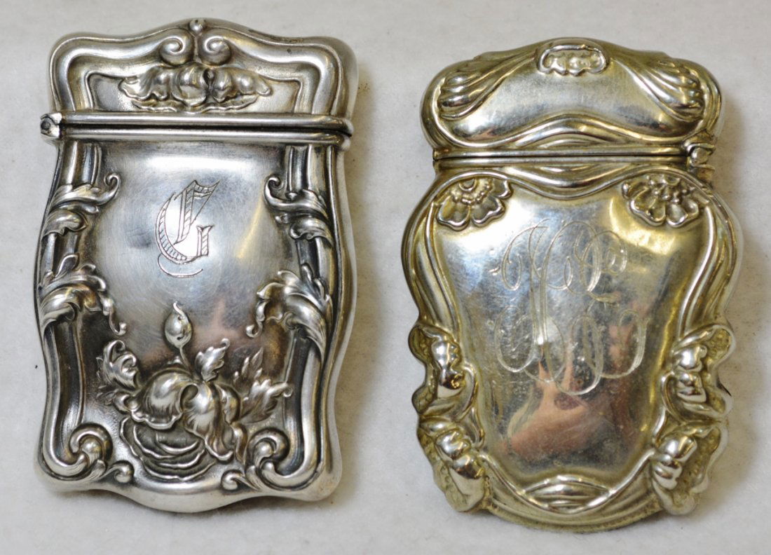 (2) 1900-1915 STERLING JAMES BLAKE + LOUIS XV VESTAS: WE SHIP! The AEAA is very proud to present this handsome pair of ca. 1900 - 1915, Sterling Vestas, including (1) James Blake handsome Georgian floral and a Louis 15th style repousse floral. Both are m