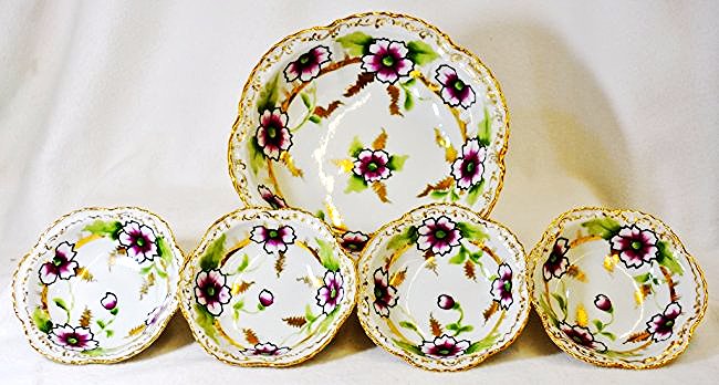 PRE-1921 HP NIPPON MAPLE LEAF MK 5 PC MASTER BERRY SET (1 of 5)