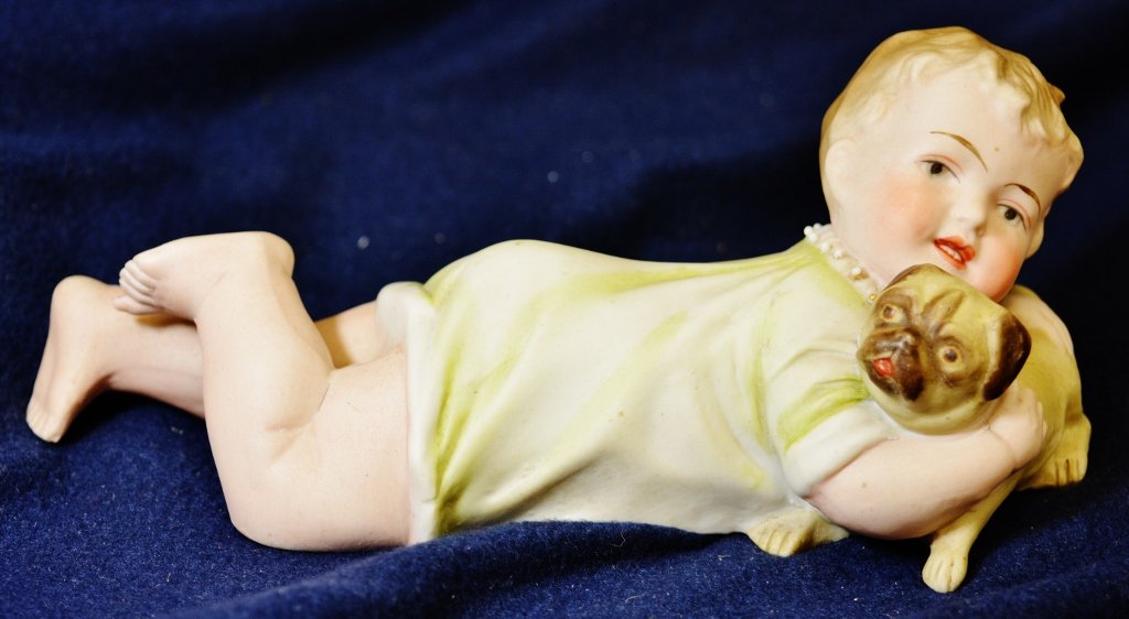 1910  GERMAN PIANO BABY CONTE BOEHME BISQUE FIGURINE (1 of 5)