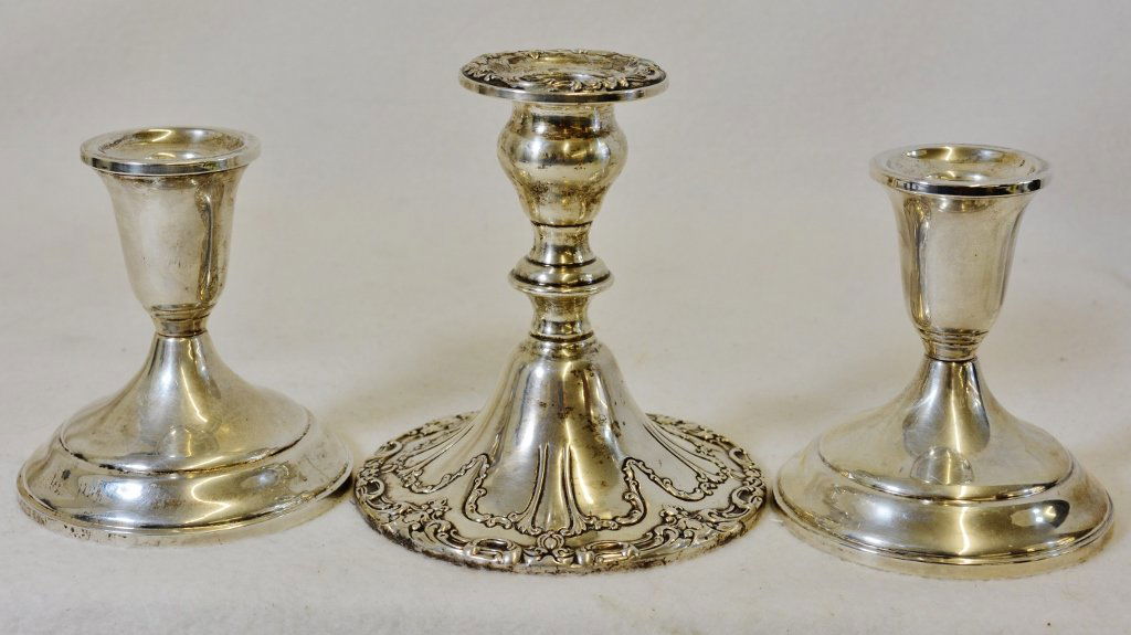1950s (2) TOWLE & GORHAM STERLING SILVER CANDLESTICKS (1 of 7)