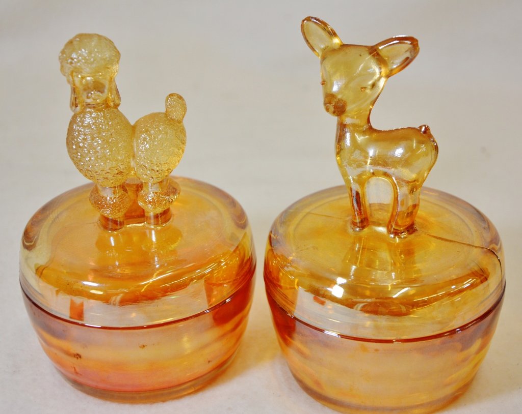 1920s JEANETTE MARIGOLD CARNIVAL POODLE & FAWN BOXES (1 of 5)