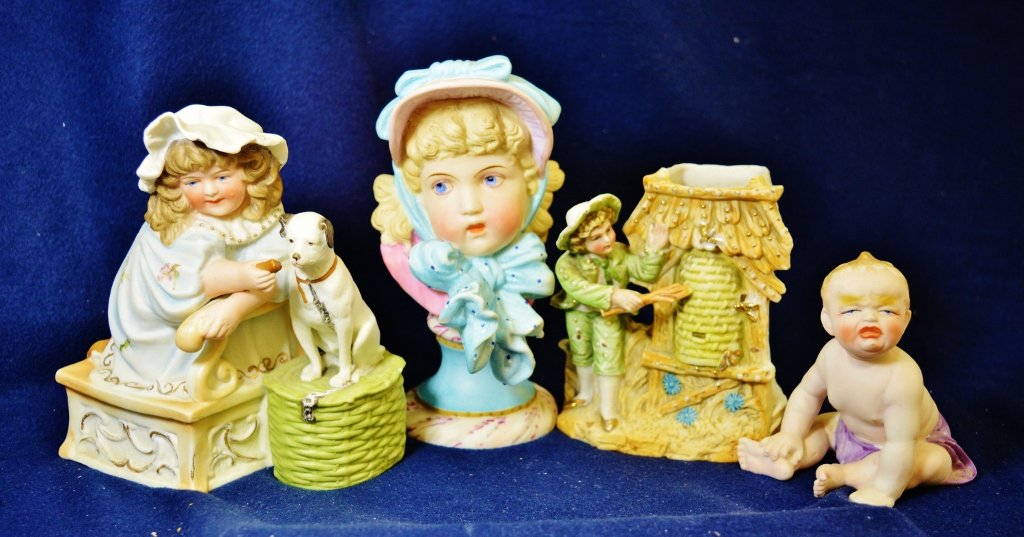 1930s HP GERMAN, JAPANESE BISQUE FIGURES & SPILL VASE (1 of 6)