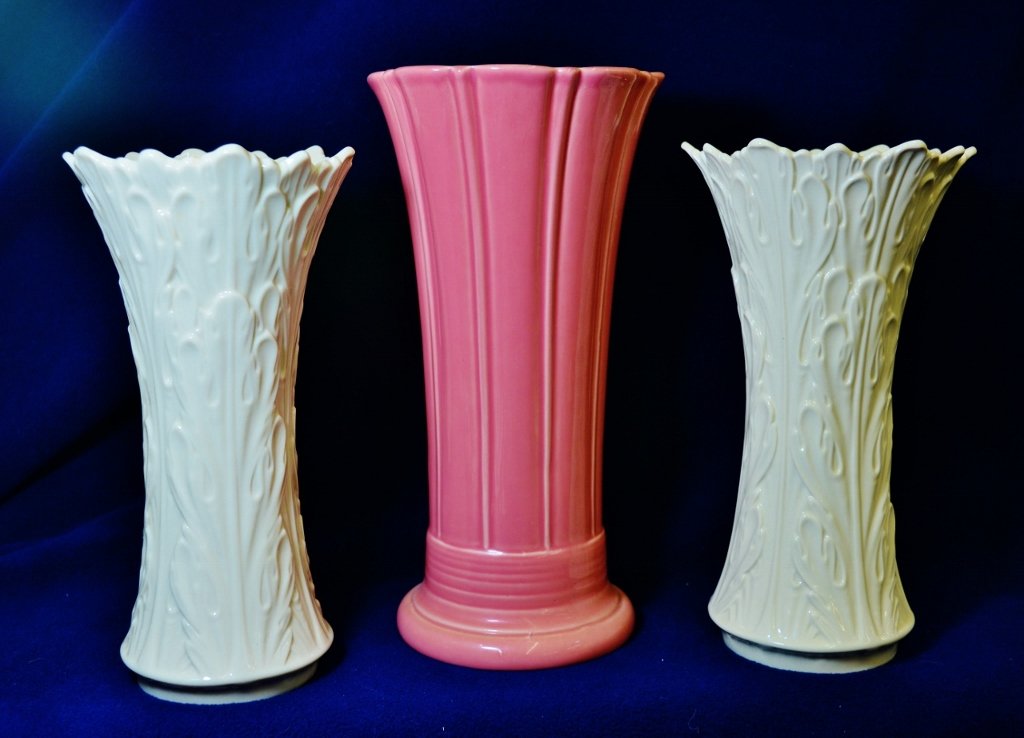 1950s HOMER LAUGHLIN FIESTA PINK + 2 1990s LENOX VASES (1 of 7)