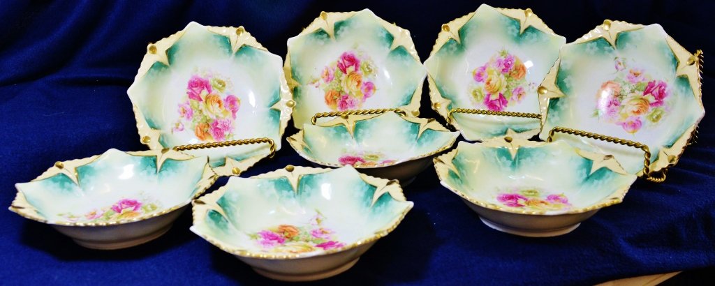1904-14 (8) RS PRUSSIA WREATH & STAR BERRY BOWLS SET (1 of 5)