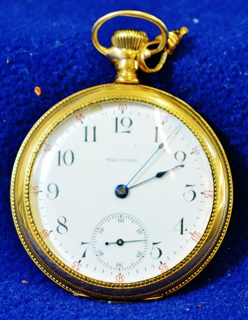 1901 AWW 14J WALTHAM POCKET WATCH, 14K GOLD J BOSS CASE (1 of 7)