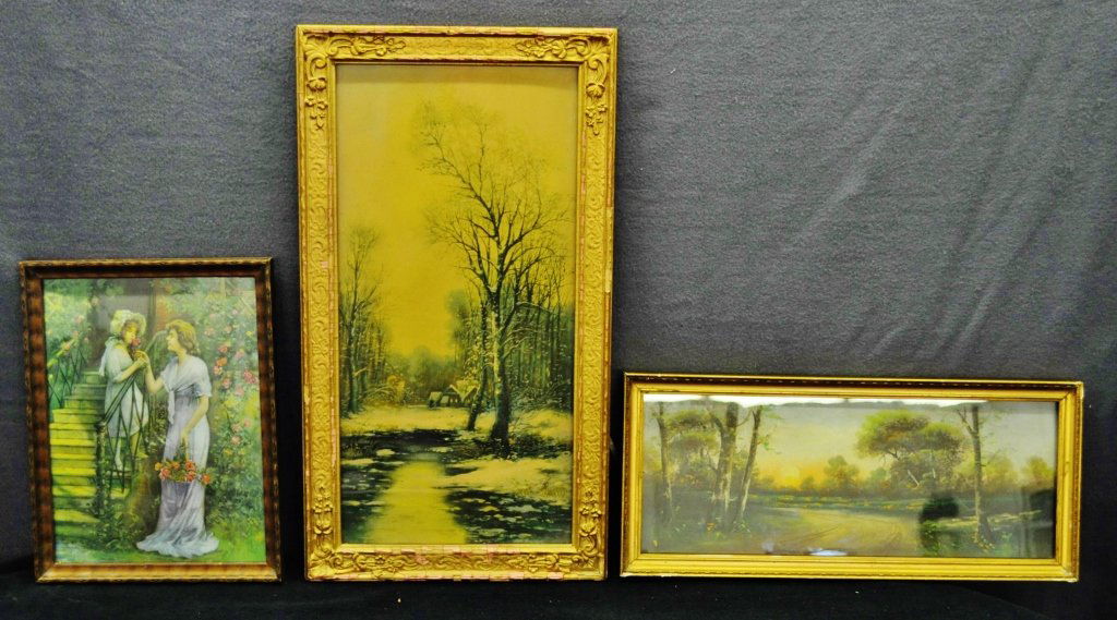 3 ANTIQUE FRAMED ART 1930'S LANDSCAPE PORTRAIT (1 of 8)