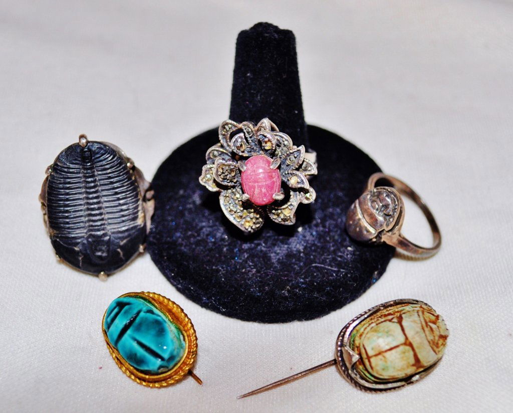SCARAB STERLING SILVER RINGS MARCASITE NATURAL  PINS (1 of 9)