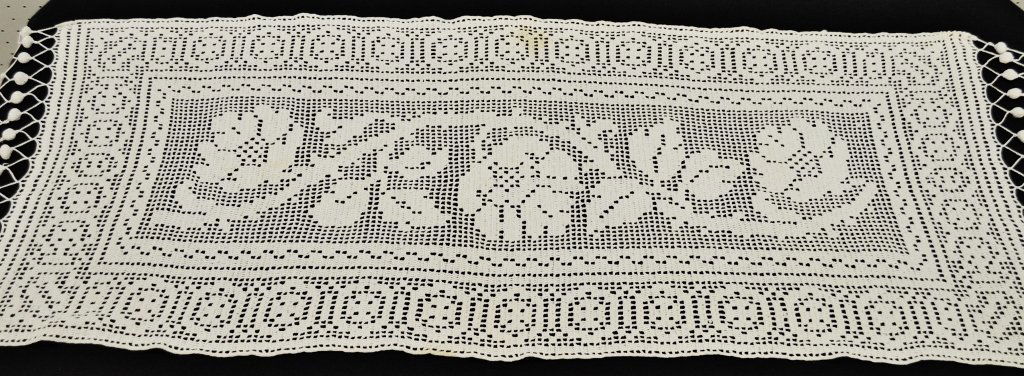 HAND CROCHETED TABLE RUNNER / SCARF W/ 8 INCH TASSELS (1 of 6)