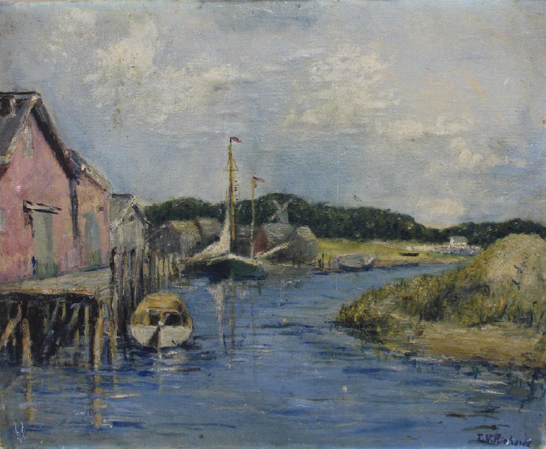 L.V. Richards, 20th C. Harbor Scene w/ Boats (1 of 4)
