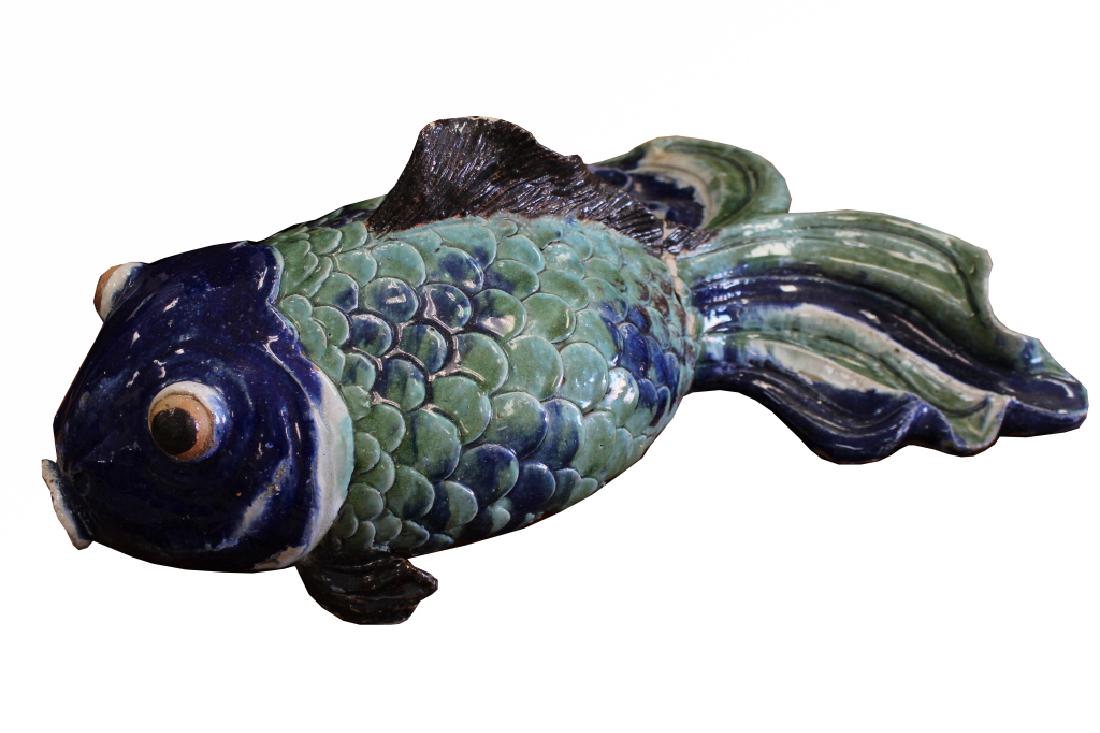 Large Glazed Terracotta Fish Sculpture (1 of 2)