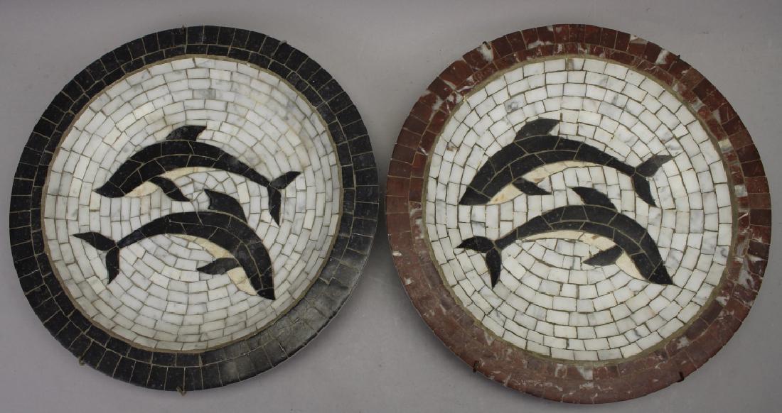 (2) Hanging Mosaic Plates w/ Dolphin Forms (1 of 3)
