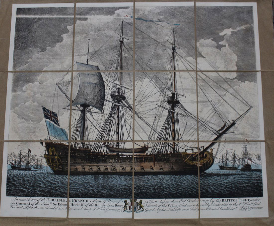 French Ship "Terrible" Hand painted Print/Paper (1 of 3)