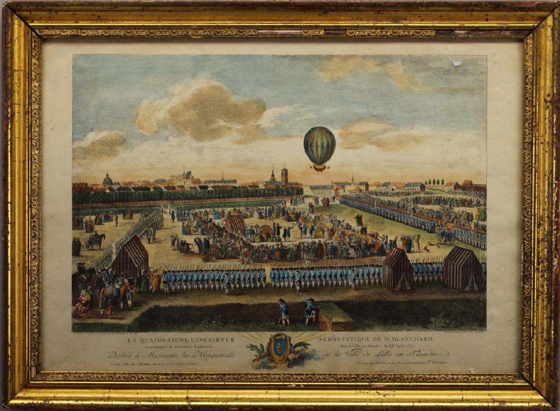 Rare Colored Engraving 1785 by Louis Watteau (1 of 6)