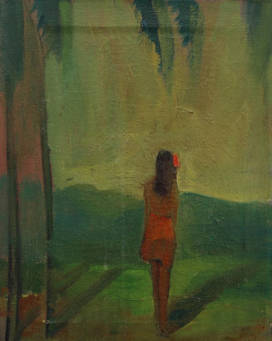 20th C. Oil/Canvas, Girl in Landscape (1 of 3)