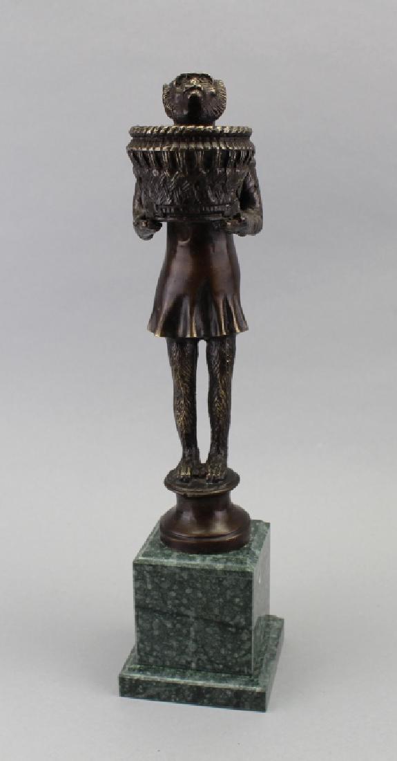 Bronze Monkey w/ Basket Sculpture on Marble Base (1 of 7)