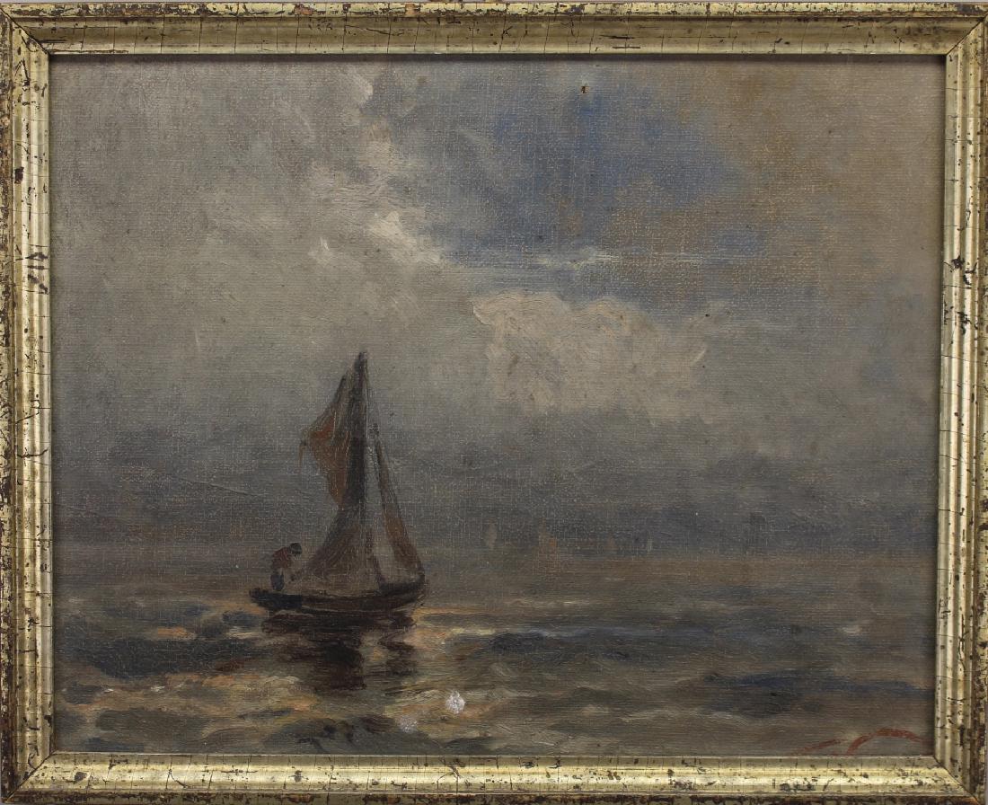 Signed, Early 20th C. Painting of Man on Sailboat (1 of 4)