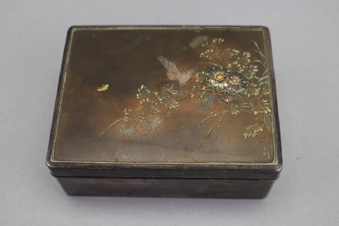 Signed Japanese Meiji Period Mixed Metal Box (1 of 4)