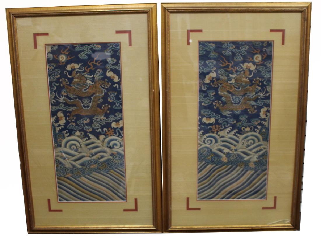 Pair of Imperial 5-Claw Dragon Embroidery Panels (1 of 7)