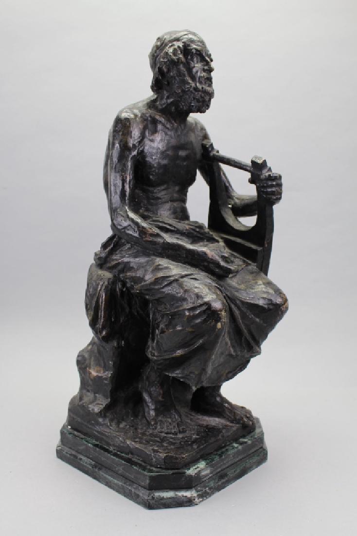Large Antique Bronze, David w/ Harp (1 of 4)
