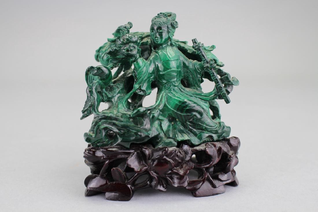 Chinese Carved Malachite Figure on Stand (1 of 5)