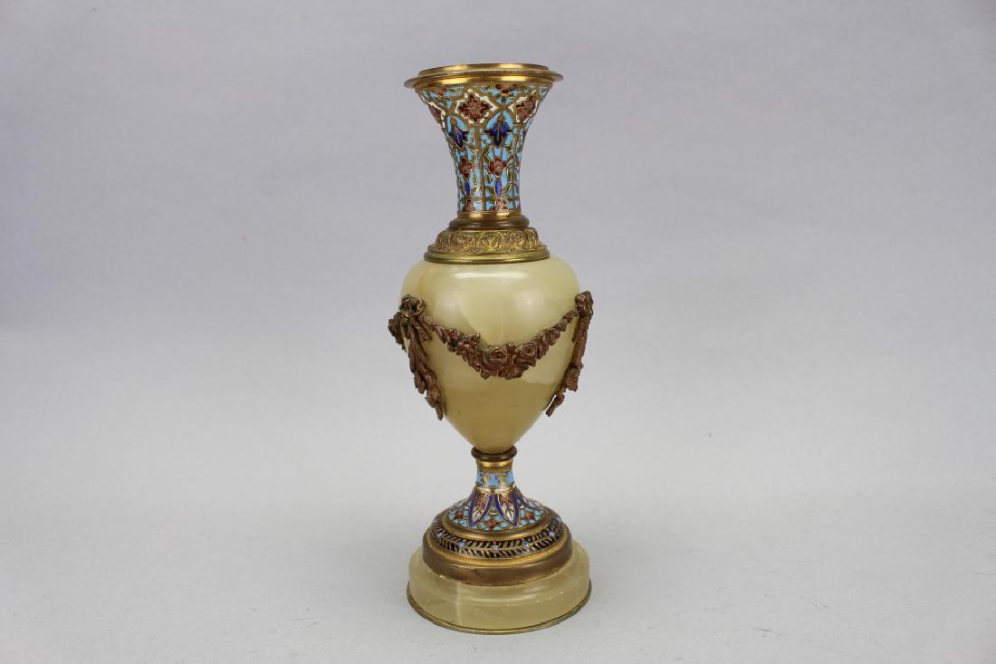 Antique French Champleve/Onyx Vase (1 of 7)