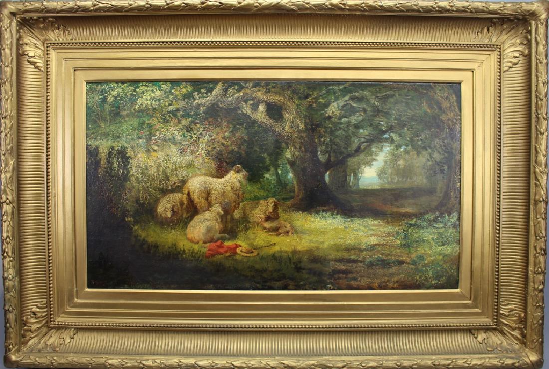 19th C. Signed P. Rossi, Sheep in Wooded Landscape (1 of 6)