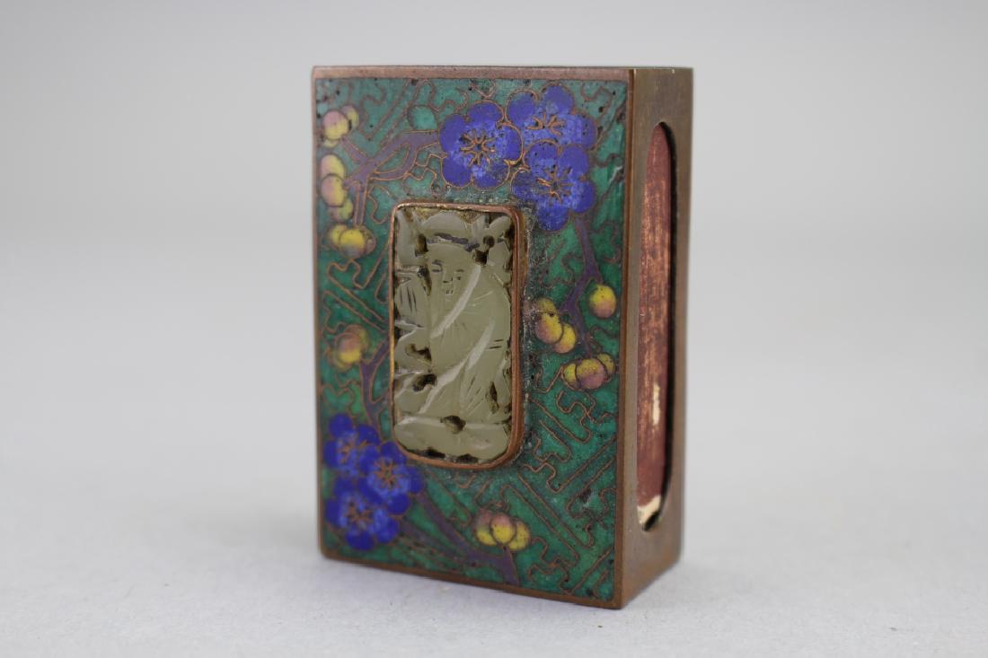 Chinese Cloisonne/Jade Matchbox (1 of 3)