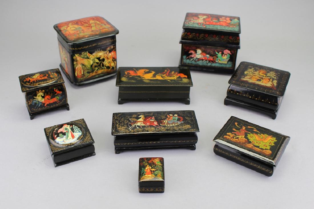 (9) Russian Lacquerware Boxes (1 of 6)