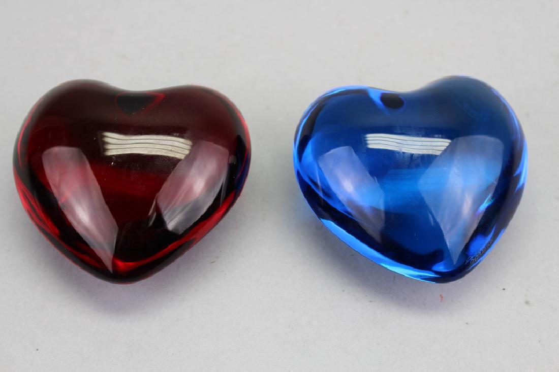 (2) Signed French Baccarat Heart Paperweights (1 of 3)