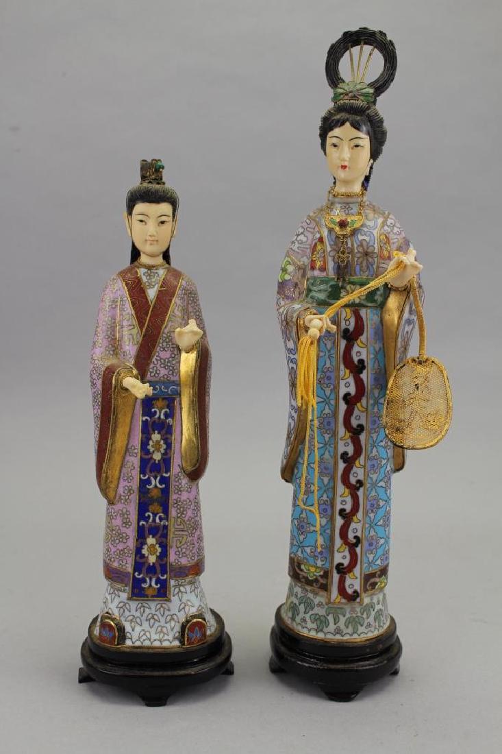 (2) Chinese Cloisonne Maiden Figures (1 of 4)