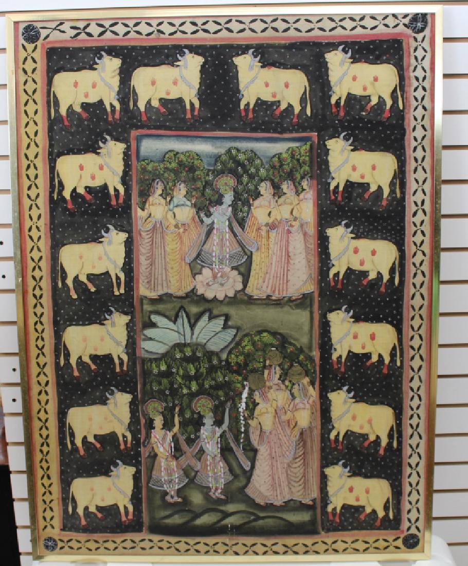 Vintage India Painted Cloth Scene (1 of 5)
