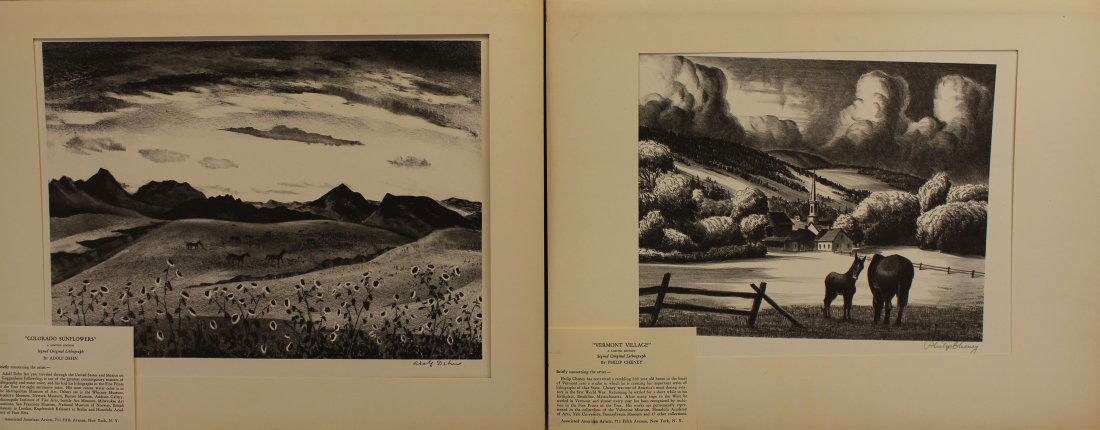 "Colorado Sunflowers", "Vermont Village" Lithos (1 of 6)