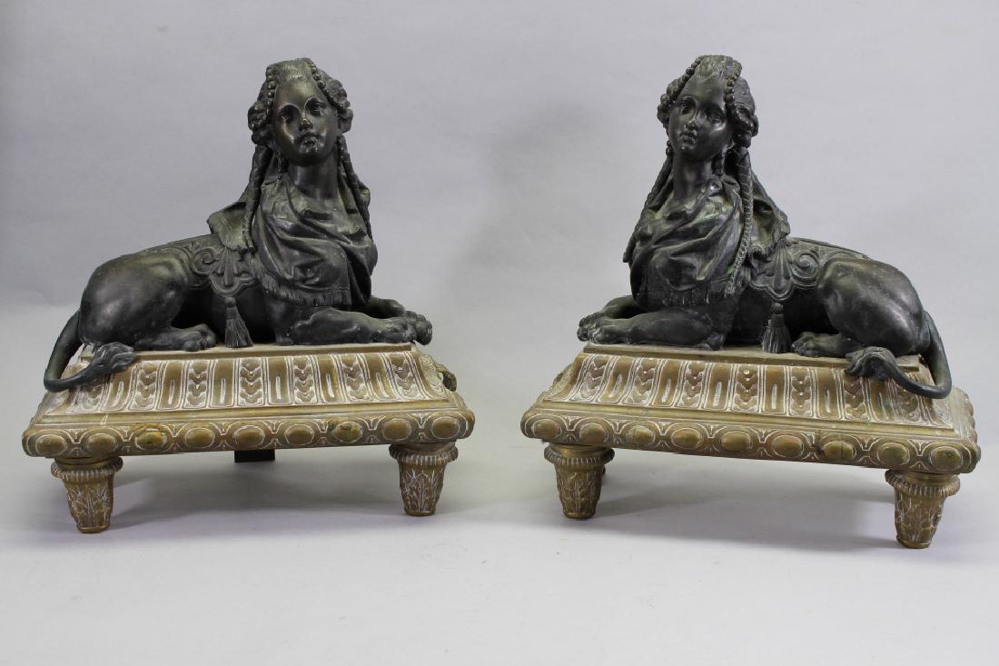 Antique French Bronze Sphinx Form Chenet (1 of 4)