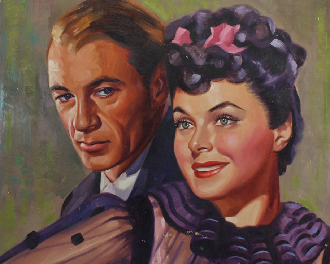 Movie Illustration "Saratoga Trunk" w/ Gary Cooper: Movie Illustration "Saratoga Trunk" w/ Gary Cooper & Ingrid Bergman 1945. Mixed Media on board. Size: 20.25 x 24 inches.