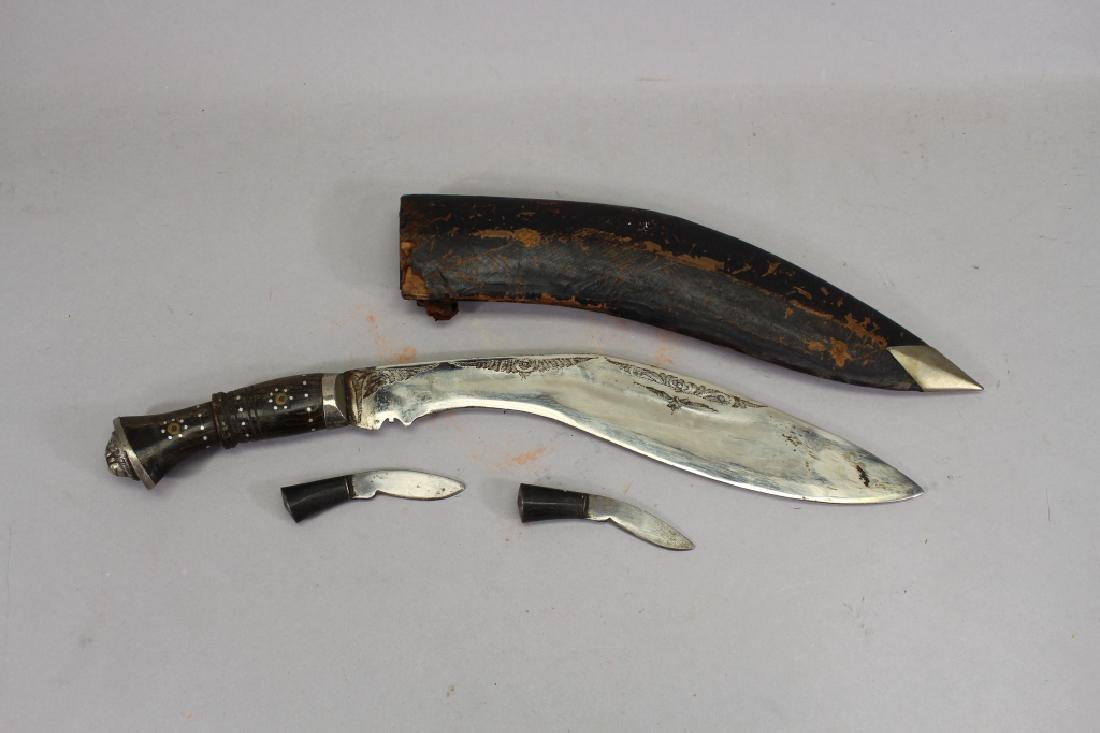 Kukri Blade w/ Sheath: The kukri is a Nepalese knife with an inwardly curved blade, similar to a machete, used as both a tool and as a weapon in Nepal. Traditionally it was, and in many cases still is, the basic utility kni