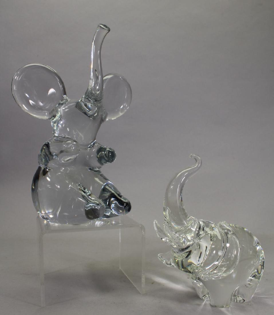 (2) Crystal Elephants, Steuben, Daum (1 of 5)