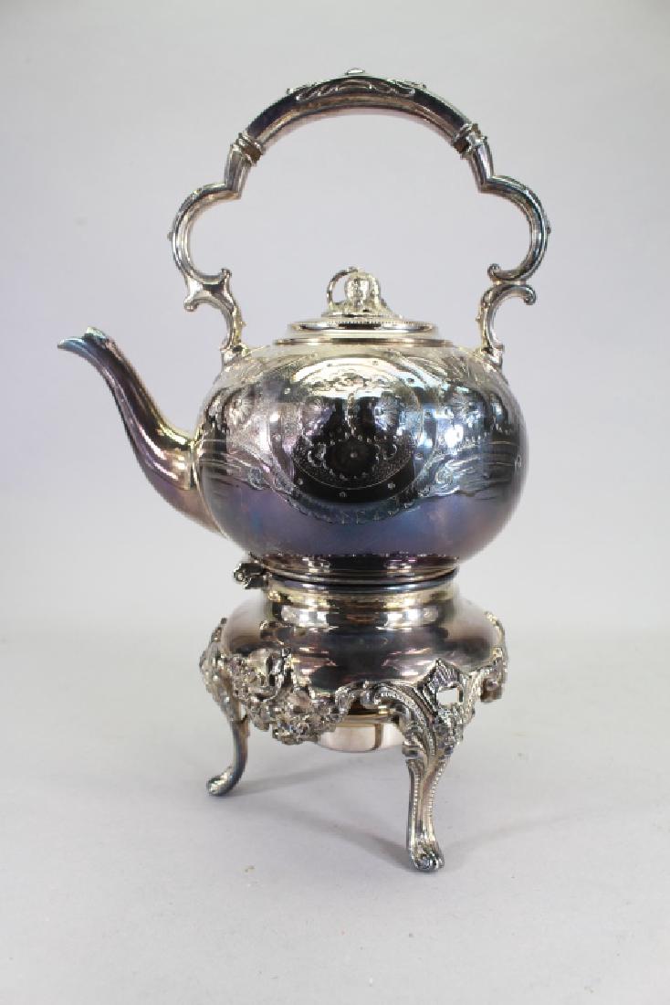 Antique Silverplate Tea Kettle on Stand (1 of 4)