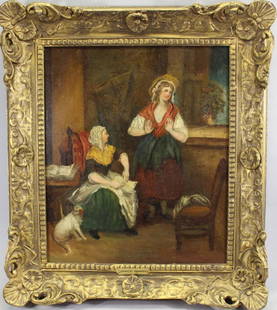 Attr. James Ward (England, 1769 - 1859): James Ward (England, 1769 - 1859) Interior scene. Oil on canvas. Signed lower right. Sight Size: 15 x 13 in.