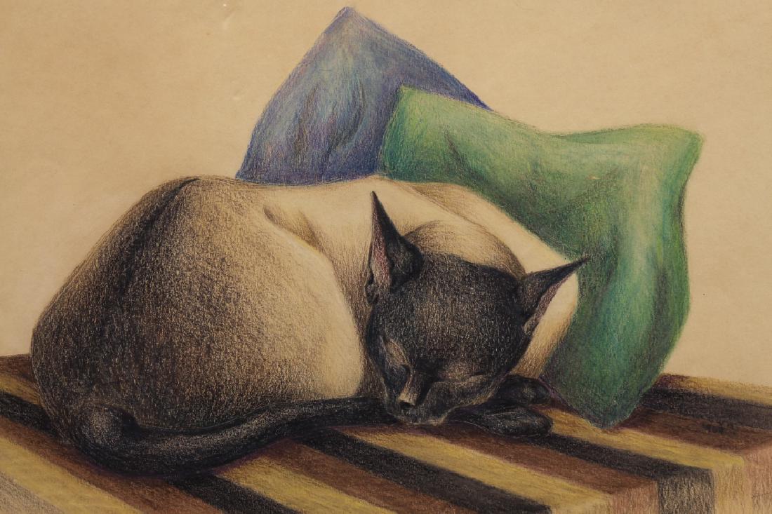 Signed, 20th C. Drawing of a Cat (1 of 3)