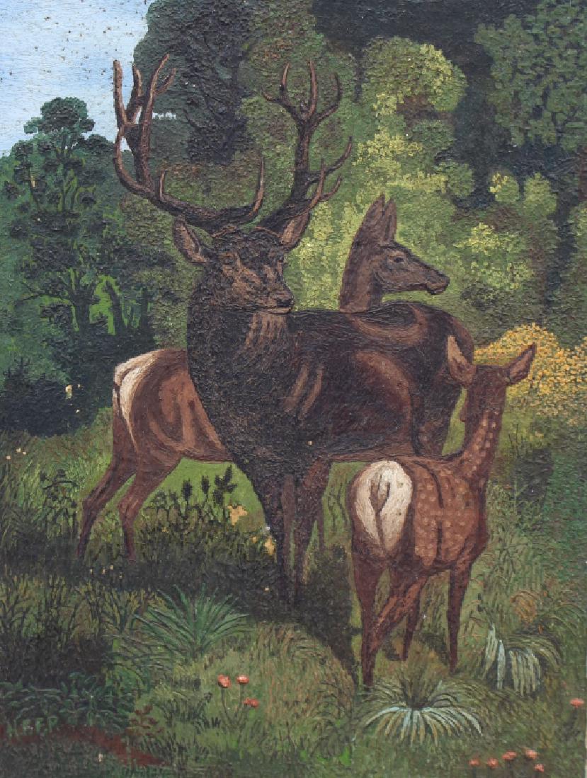 Signed, 20th C. Bucks in Wooded Landscape (1 of 4)