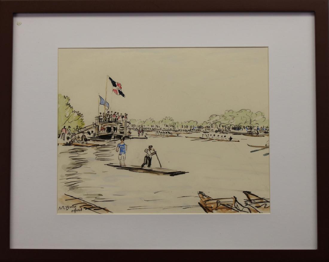 David Muirhead Bone (1876-1953): David Muirhead Bone (1876-1953) Mixed media Drawing. Signed lower left. Sight Size: 7.5 x 9.5 in. Overall Size: 12 x 15 in. This item is framed behind glass.