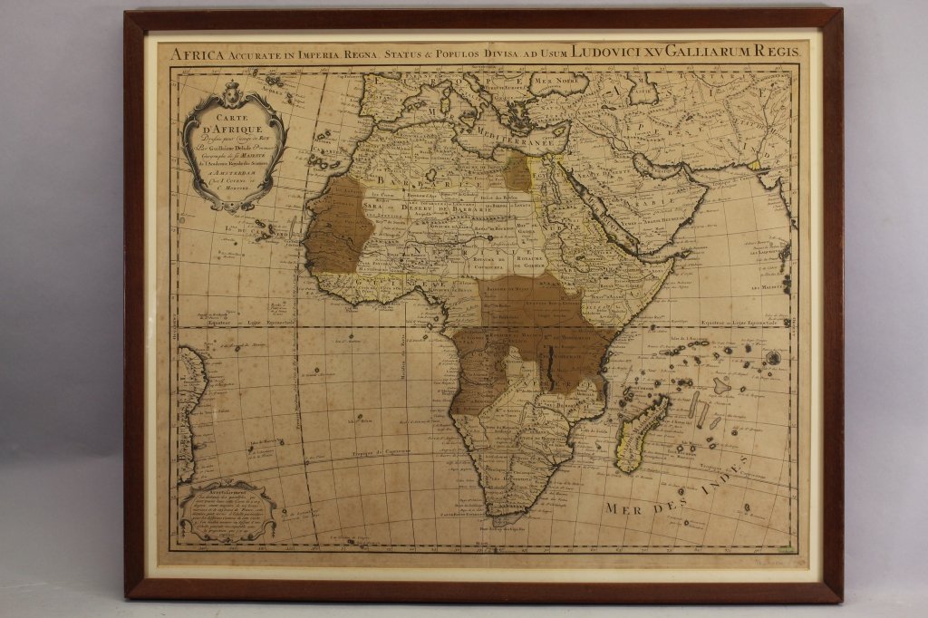 Antique Map of the Continent of Africa: Antique map of the Continent of AfricaDutch, 1740'sIn very fine condition overall with typical foxing and slight fading. A few bumped areas with abrasions commensurate to age and materialOverall Size: