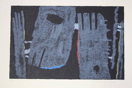 Max Ackermann (1887-1975) "Symbolic Elements": Max Ackermann (Germany 1887-1975) "Symbolic Elements" 1961 lithograph. Image size: 12.5 x 19 inches. 82/100 Pencil signed and numbered in lower margin.