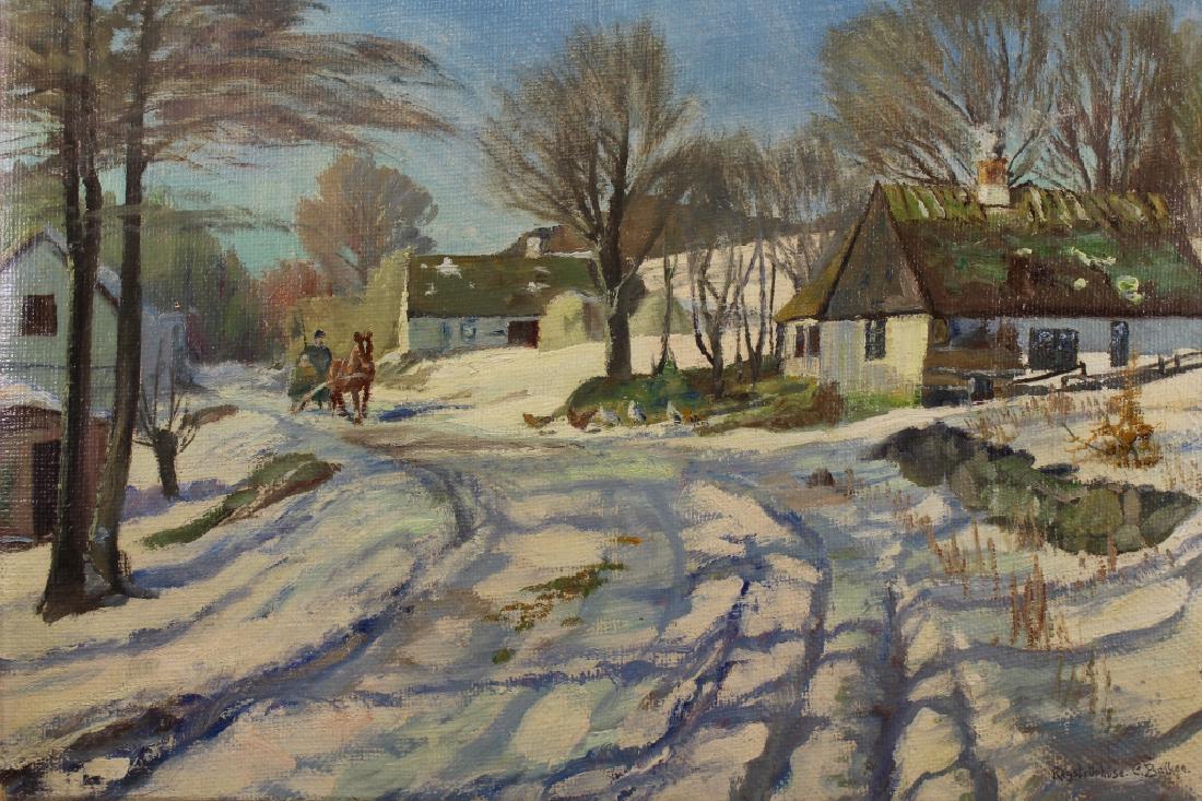 Signed, Russian School Winter Village Scene (1 of 5)