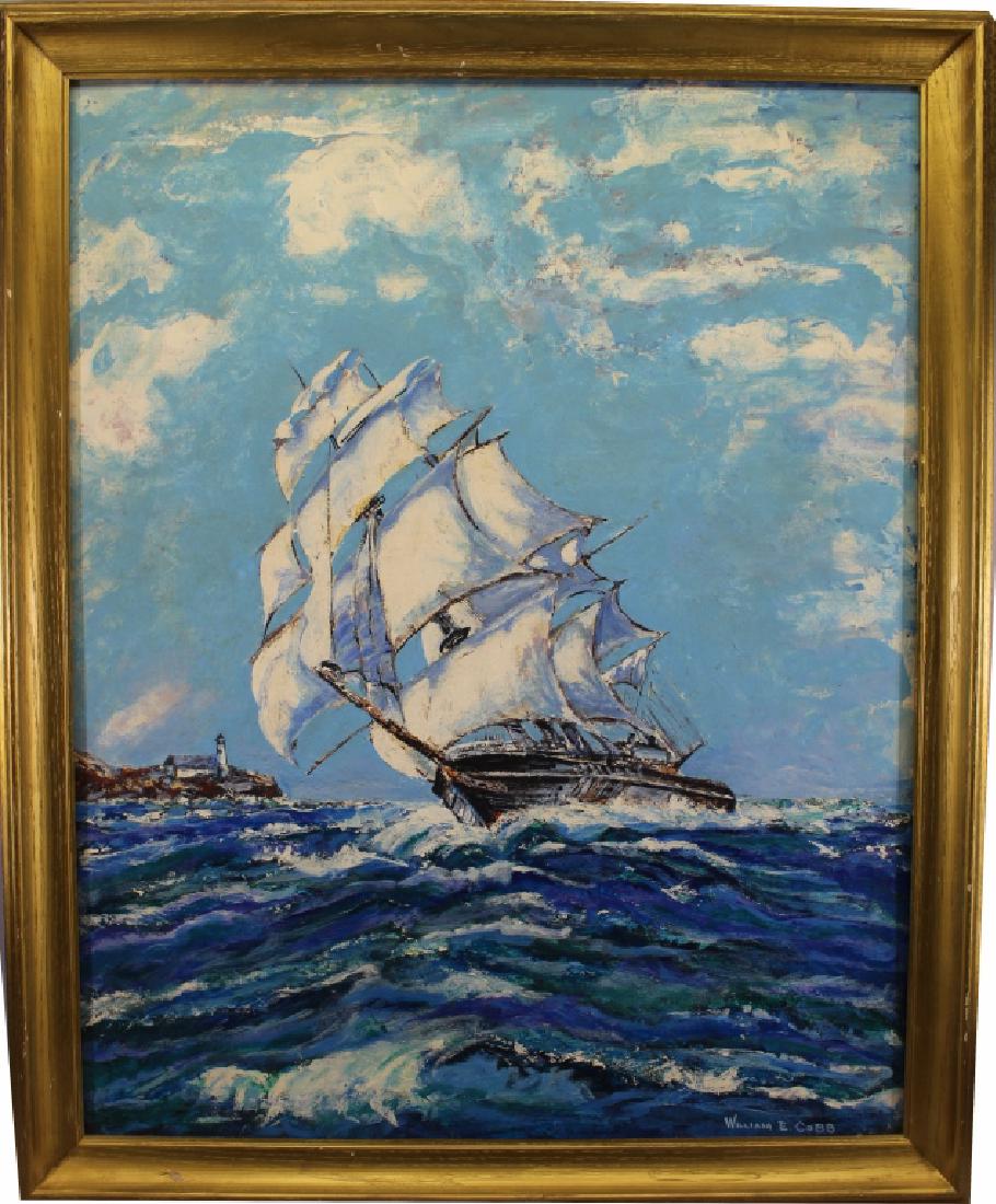 William E. Cobb, Clipper Ship Near Lighthouse (1 of 4)