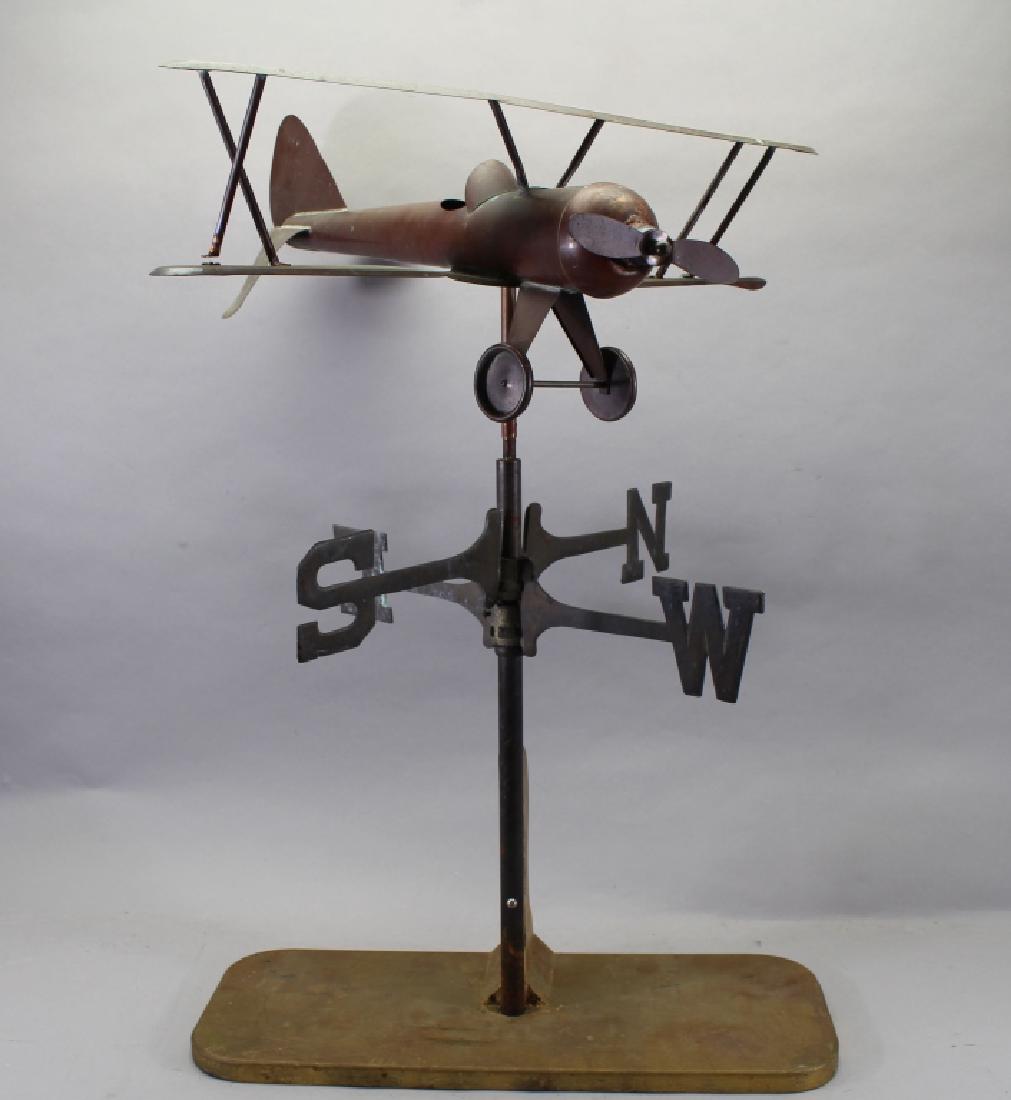 Figural Airplane Copper Weathervane on Stand (1 of 3)