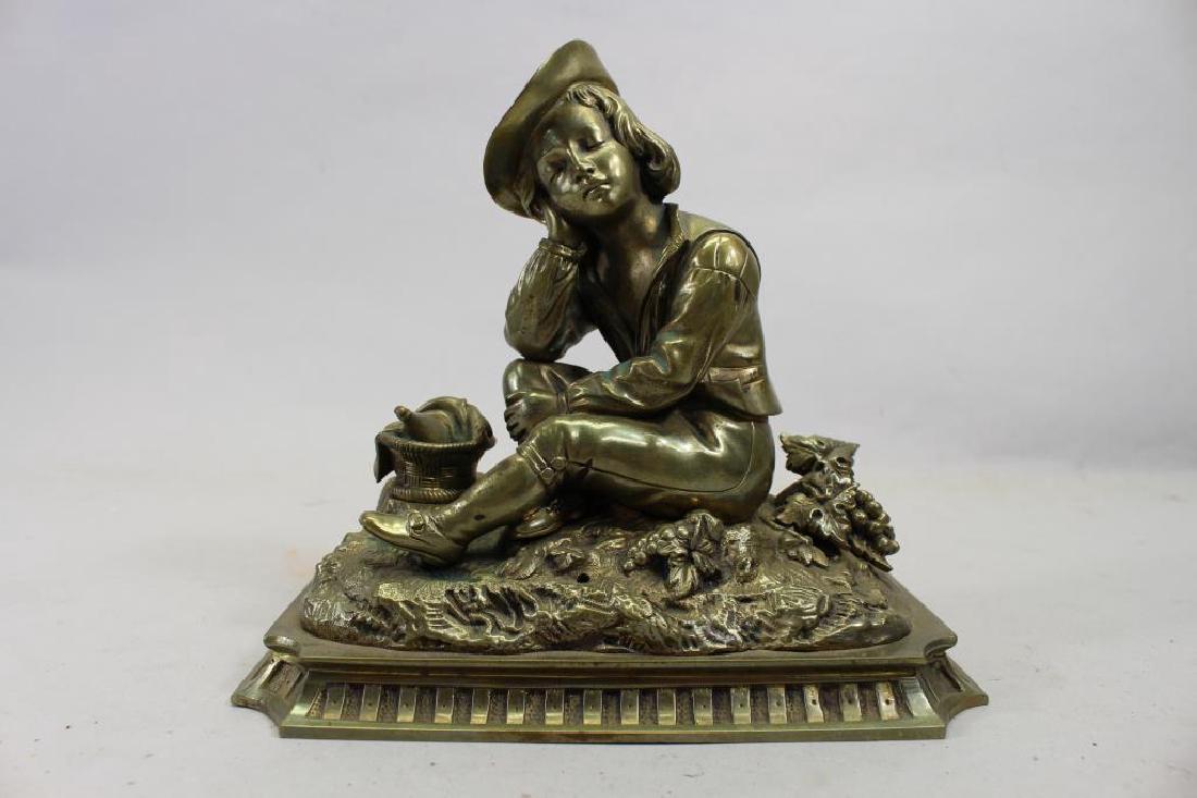 Antique Bronze Seated Boy Figure (1 of 4)